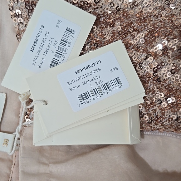 Maje Paillette sequin flounce shorts in rose gold Sz M NWT - Picture 11 of 12